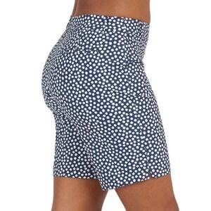Spanx Sunshine Women Shorts 10" Bermuda Navy Blue Polka Dot Shorts